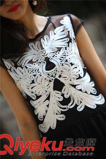 四月第2期 365#歐洲站2015夏季新款女裝歐美雪紡修身刺繡背心連衣裙原始圖片2