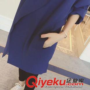 秋裝新款 367# 2015新款時尚寬松大翻領純色七分袖開衫風衣外套