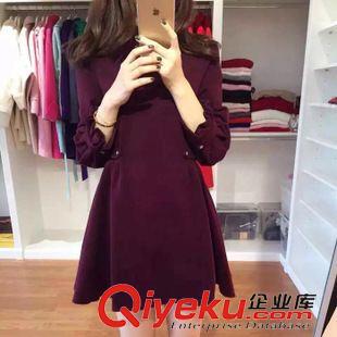 連衣裙 2015新款韓國女裝酒紅色連衣裙修身顯瘦裙子長袖打底A字裙潮原始圖片3
