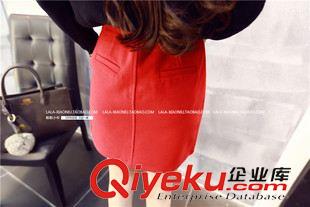 半身裙/短褲 2015秋季韓版新款 別致拉鏈口袋呢子半身裙女7099#