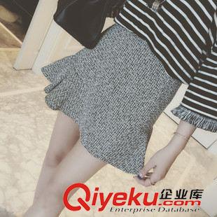 半身裙/短褲 6599#2015秋裝新款韓版高腰百搭顯瘦流蘇光板純色針織半身裙