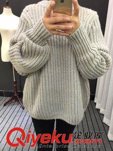 毛衣、毛織 秋季新品毛衣開(kāi)衫外套女加厚粗毛線v領(lǐng)開(kāi)衫 歐美寬松長(zhǎng)袖毛衣外套