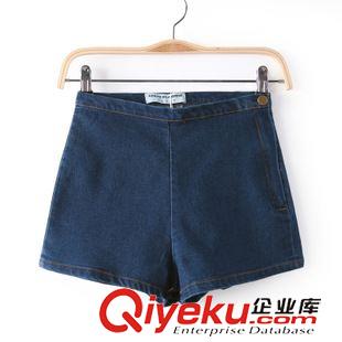 褲子 1:1定制 美國(guó)AA夏季復(fù)古側(cè)拉鏈牛仔短褲顯瘦翹臀緊身高腰牛仔短褲