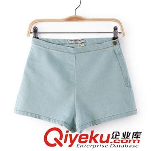 褲子 1:1定制 美國(guó)AA夏季復(fù)古側(cè)拉鏈牛仔短褲顯瘦翹臀緊身高腰牛仔短褲