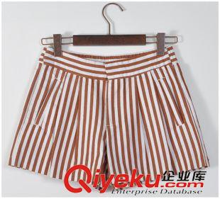 褲子 tj 夏季必備新款歐美潮流女裝 時尚百搭豎條紋寬松休閑短褲