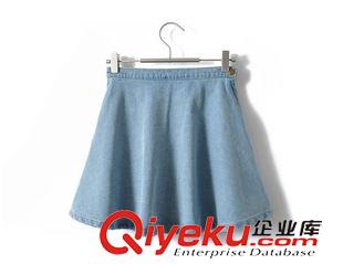 裙子 AA牛仔高腰少女時代丁晶周冬雨瀟瀟A字大擺牛仔傘群