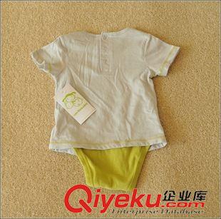 6月11日新品 tj外貿(mào)原單VB兒童純棉假兩件哈衣爬服精梳棉半袖T恤打底衫