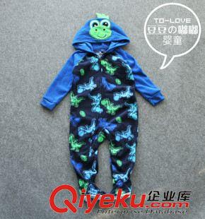 加厚爬服  毛線哈衣 外貿原單童裝兒童連體衣造型哈衣搖粒絨爬服青蛙家居服大碼2-4T