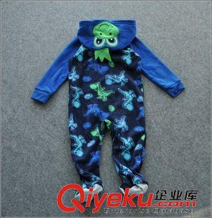 加厚爬服  毛線哈衣 外貿原單童裝兒童連體衣造型哈衣搖粒絨爬服青蛙家居服大碼2-4T
