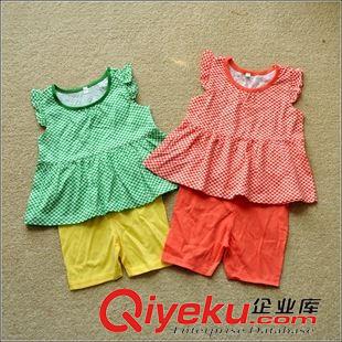 半袖  背心  吊帶 外貿原單BABY CLUB小雞兒童襯衫飛飛袖波點上衣半袖T恤短袖背心