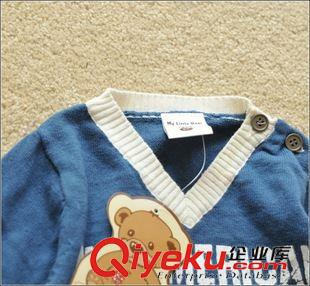 衛衣  毛衣  夾克 外貿原單毛衣學院風兒童套頭衫V字領純棉棒球長袖上衣空調衫原始圖片3
