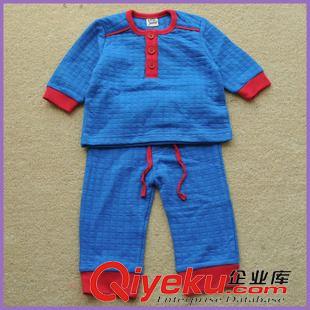 秋衣秋褲  三保暖 外貿日單兒童套裝純棉空氣棉家居服三層保暖糖果色保暖衣睡衣