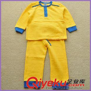 秋衣秋褲  三保暖 外貿日單兒童套裝純棉空氣棉家居服三層保暖糖果色保暖衣睡衣