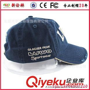 牛仔帽 新詮釋服飾定做牛仔洗水帽子 洗水破洞棒球帽 繡花洗水牛仔鴨舌帽原始圖片3