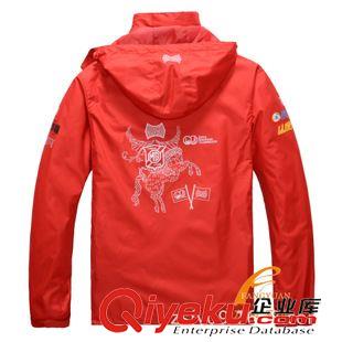 加厚風(fēng)衣 紅色海帆賽兩件套沖鋒衣定做加厚休閑活動(dòng)廣告連帽風(fēng)衣訂制logo原始圖片2
