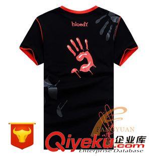 V領T恤 黑色V領時尚印花T恤定做實力商家純棉舒適修身短袖休閑體恤訂制原始圖片2