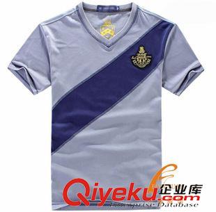 V領(lǐng)T恤 品牌男裝訂做來樣訂制 全棉T恤衫 拼色系列T恤衫定做 個(gè)性繡花T恤原始圖片2