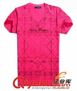V領(lǐng)T恤 品牌男裝訂做來樣訂制 全棉T恤衫 拼色系列T恤衫定做 個(gè)性繡花T恤