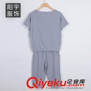 新品上市 [包郵]2015夏季新款 大碼休閑套裝純棉短袖T恤女士運動散步七分褲