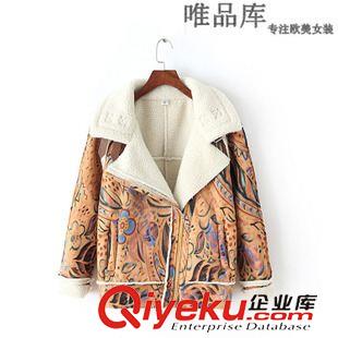 10.8 2015冬季新品文藝小清新碎花布牛仔加絨連帽外套