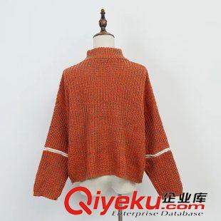 10.8 2015秋季女裝新款韓版半高領(lǐng)毛衣女套頭寬松拉鏈泡泡袖針織衫原始圖片2
