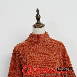 10.8 2015秋季女裝新款韓版半高領(lǐng)毛衣女套頭寬松拉鏈泡泡袖針織衫原始圖片3