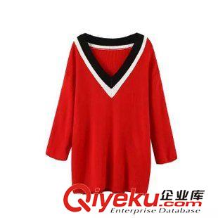 10.8 2015秋裝新品英倫視覺系 學(xué)院小清新舒適寬松顯氣質(zhì)V領(lǐng)套頭毛衣原始圖片2