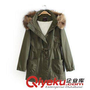 10.6 速賣通爆款2015冬季新品歐美女裝 可脫卸帽大毛領抽繩顯瘦棉衣原始圖片2