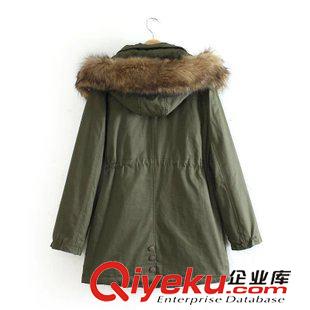 10.6 速賣通爆款2015冬季新品歐美女裝 可脫卸帽大毛領抽繩顯瘦棉衣原始圖片3