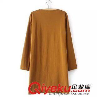 10.6 韓國東大門女裝2015秋裝新品 簡約大口袋長款T恤長袖寬松連衣裙原始圖片3