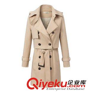 10.6 歐洲站爆款2015秋裝新品韓版女裝 質量超好兩件套系帶長款風衣原始圖片2