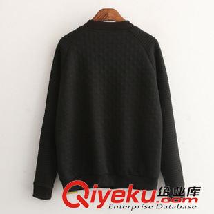 10.6 歐洲站2015秋裝新款歐美女裝 純色壓花長(zhǎng)袖拉鏈休閑外套批發(fā)原始圖片3