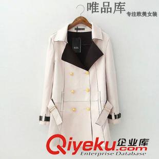10.5 歐洲站 2015冬季新品純色中長款毛呢外套歐美羊毛呢大衣