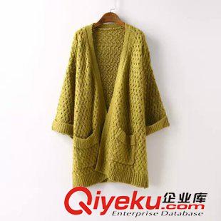10.5 2015秋冬新品韓版女裝純色寬松毛衣開(kāi)衫 粗麻花編織中長(zhǎng)款外套原始圖片2