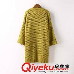 10.5 2015秋冬新品韓版女裝純色寬松毛衣開(kāi)衫 粗麻花編織中長(zhǎng)款外套原始圖片3