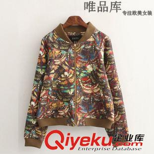 9.24 歐洲站 歐美風(fēng)2015秋裝新品女裝 休閑棒球服蝴蝶印花短款外套