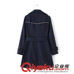 9.18 歐美風(fēng)2015秋裝新品女裝 拼色職業(yè)修身帶腰帶顯瘦中長(zhǎng)款女士風(fēng)衣