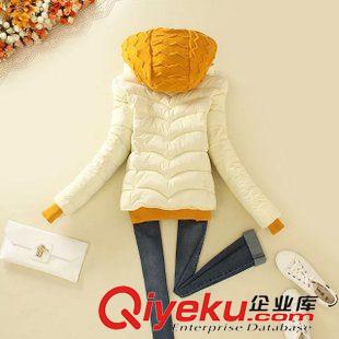 9.15 韓版時(shí)尚2015冬裝新品女裝棉服批發(fā) 針織拼接雙拉鏈連帽短款棉衣原始圖片2