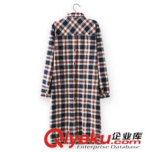 8.18 韓版文藝女裝一件代發(fā) 2015秋裝新款女士加長(zhǎng)款長(zhǎng)袖格子襯衫寬松原始圖片3
