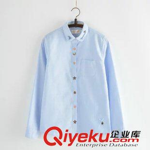 8.14 日系秋裝文藝純白純棉修身長袖繡花純棉長袖手工吊墜小熊襯衫原始圖片2