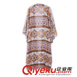 8.14 歐美潮2015秋裝新款女裝和服 中長(zhǎng)款定位印花雪紡防曬衣開衫原始圖片2