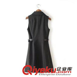 7.23 現(xiàn)貨批發(fā) 韓版潮2015秋裝新款女裝 職業(yè)氣質(zhì)帶腰帶超長修身馬甲原始圖片3