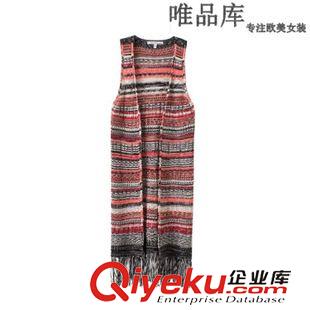 7.23 歐洲站 2015秋裝新款女裝 復古名族風dp時尚長款流蘇針織馬甲