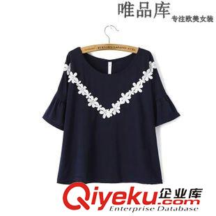 7.11-12 廠家直銷 速賣通現(xiàn)貨2015早秋新款 歐美女裝 V領(lǐng)印花人棉長袖襯衫