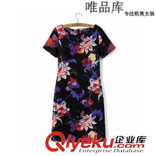 7.9 歐洲站2015夏季女裝新品 胸前大口袋藍白條紋牛仔背帶裙連衣裙