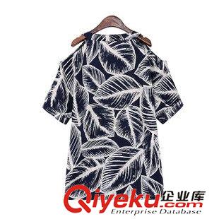 7.9 歐洲站 2015夏季新款 歐美女裝 刺繡樹葉印花棉麻連衣裙 短裙原始圖片3