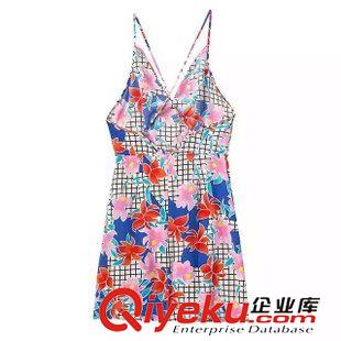 7.3 歐洲站 歐美風(fēng)2015夏季新款女裝 性感露背短裙印花交叉吊帶連衣裙原始圖片2