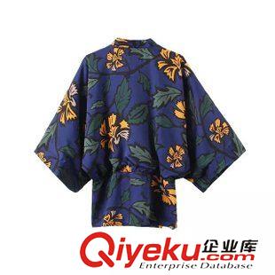 7.2 廠家直銷 2015秋裝新款 歐美女裝 品牌時(shí)尚櫻花印花和服外套