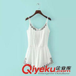 6.24 速賣通 2015夏新款 歐美女裝 性感吊墜名族刺繡吊帶連體褲 熱褲