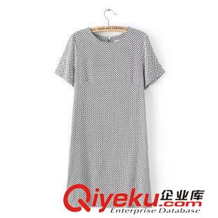 6.23 歐洲站 2015夏季  新款 歐美女裝 渲染印花短袖雪紡連衣裙